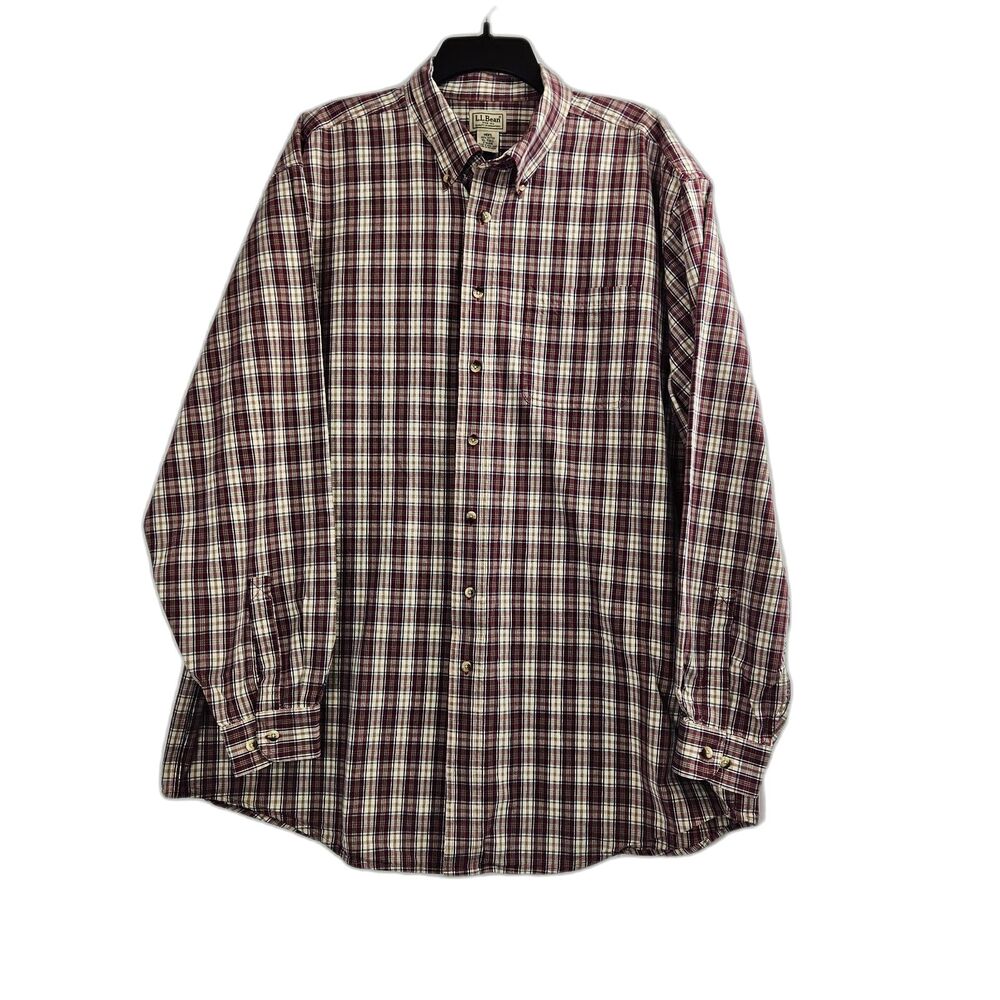 VTG L.L. Bean XLT Made in Hong Kong 0 DUD6 Classic Plaid LS Button down SHirt